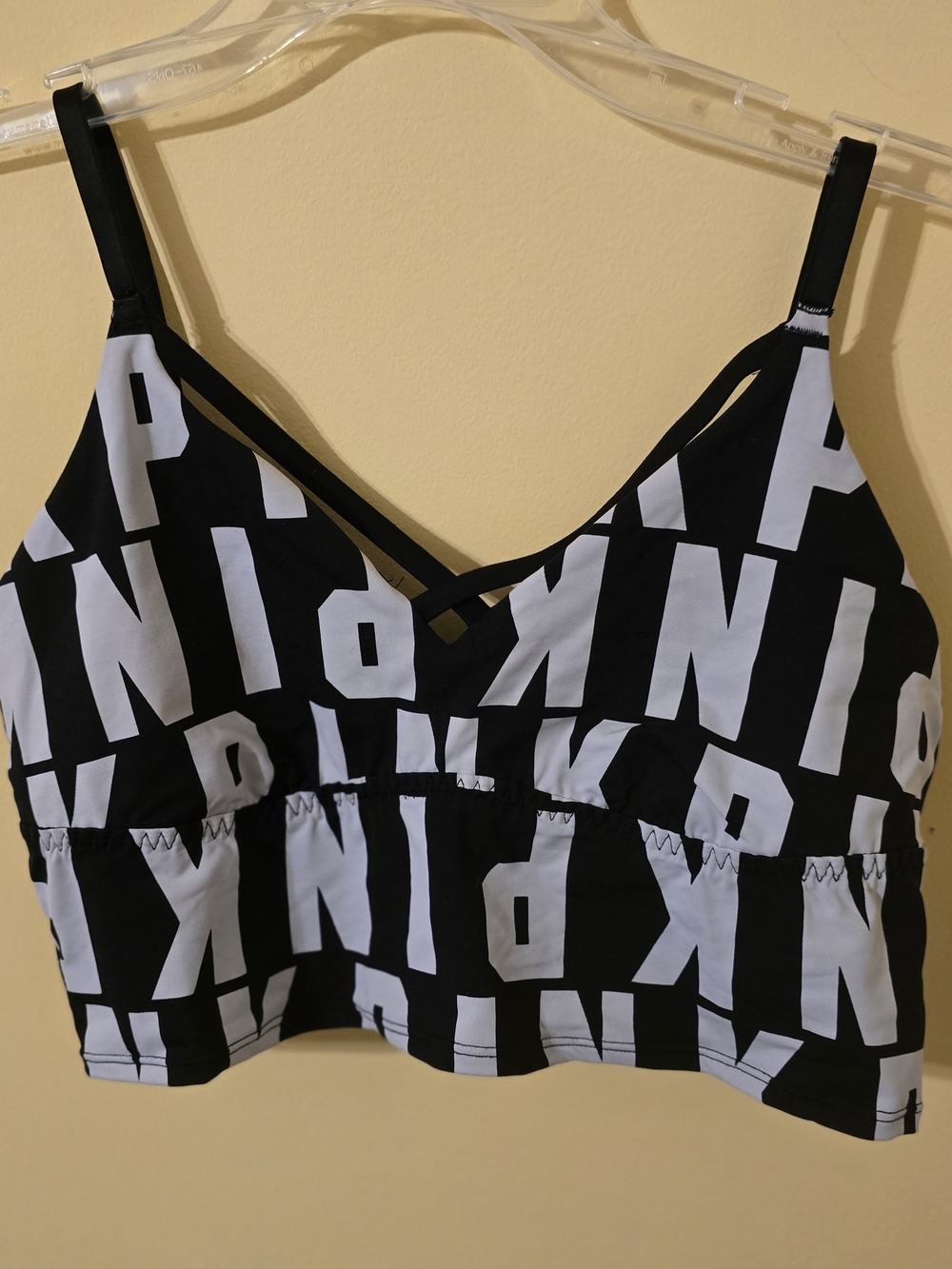 PINK Victoria's Secret Black & White Logo Bralette Crop